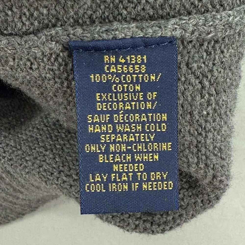 Polo Ralph Lauren Sweater Mens XL Gray Cotton Knit 1/4 Button Mock Neck Pullover